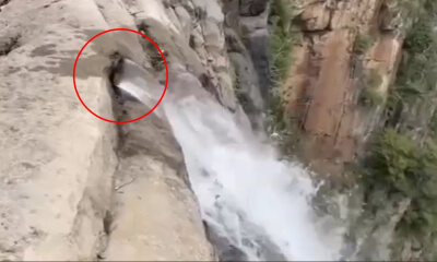 המטיילים היו המומים: המפל הידוע בסין התגלה זורם מצינור